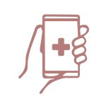 Phone in hand icon with medical symbol